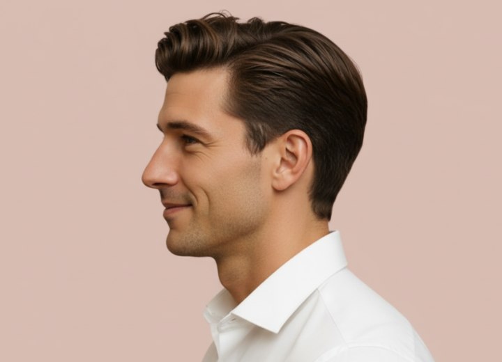 Look masculin avec une houppette – Vue de côté