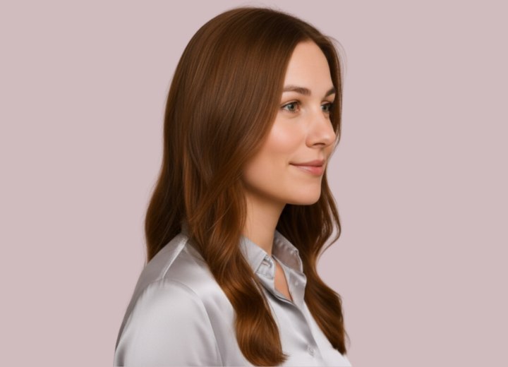 Cheveux longs avec dégradé et vagues douces