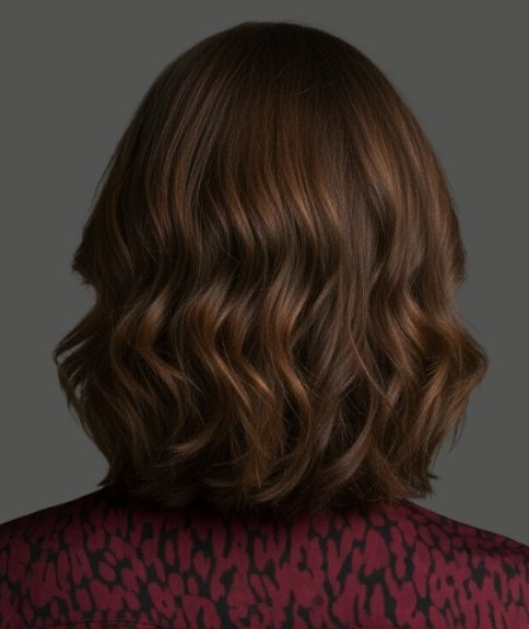 Coiffure mi-longue avec d&eacute;grad&eacute; et ondulations