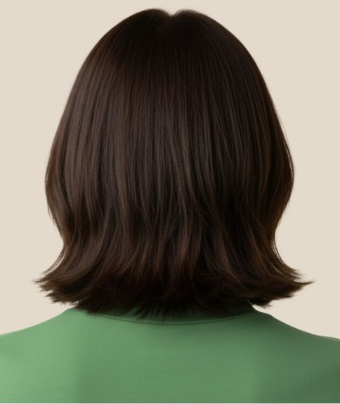 Cheveux mi-longs brun chocolat &ndash; Vue de dos