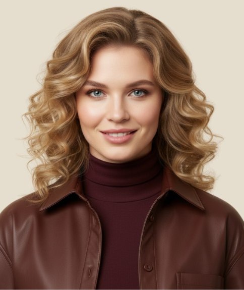 Coupe sous les &eacute;paules avec ondulations et volume