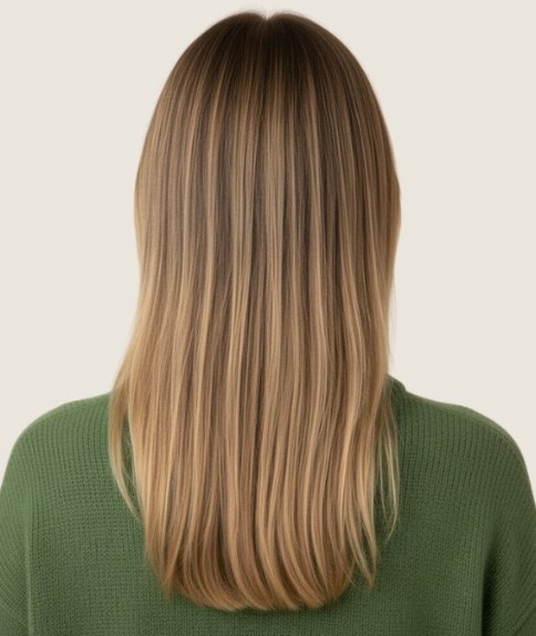 Cheveux longs blonds multidimensionnels avec balayage