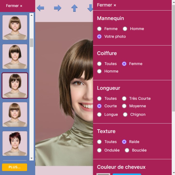 Simulateur de coiffure - Trouver des coiffures à essayer