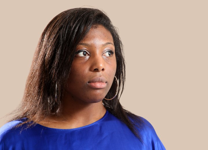 African woman with over-processed hair