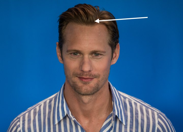 Alexander Skarsgard hair with a cowlick