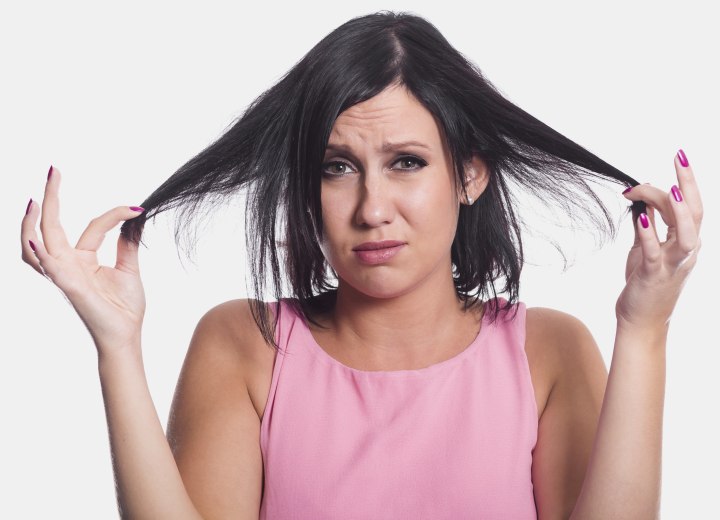 Woman who is unhappy with her bad hair color