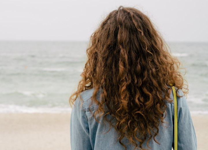 Back view of long hair with a perm