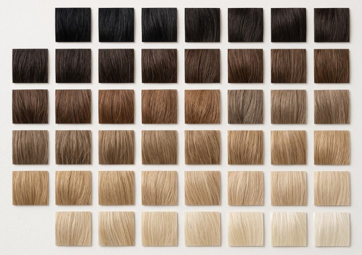 Hair shades, from black to blonde