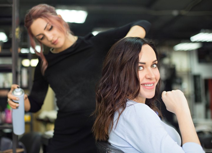 Hair stylist and client