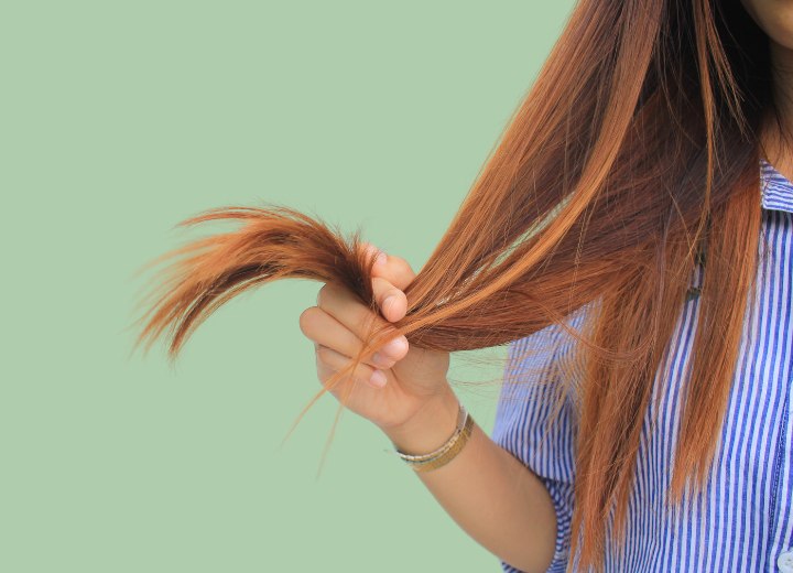 Young woman with long flat hair