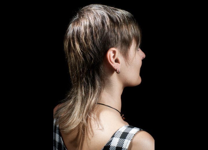Mullet for women, hairstyle with short layers on the sides 