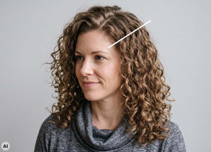 Permed hair with visible new growth