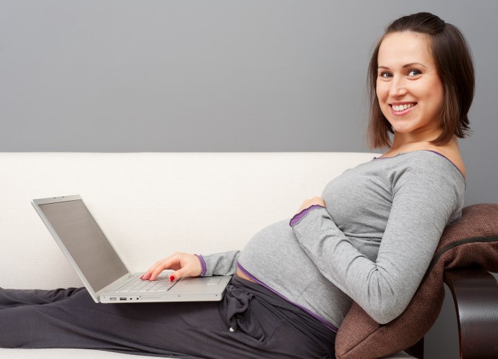 Pregnant woman with short hair