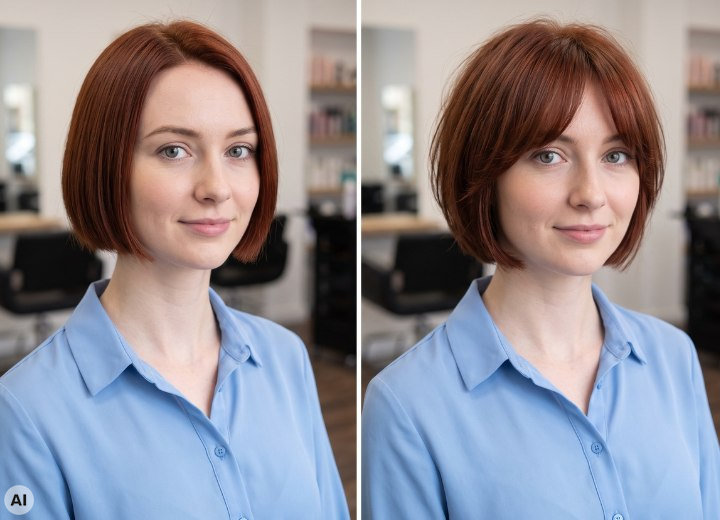 Bangs for a short hairstyle for women with a long neck