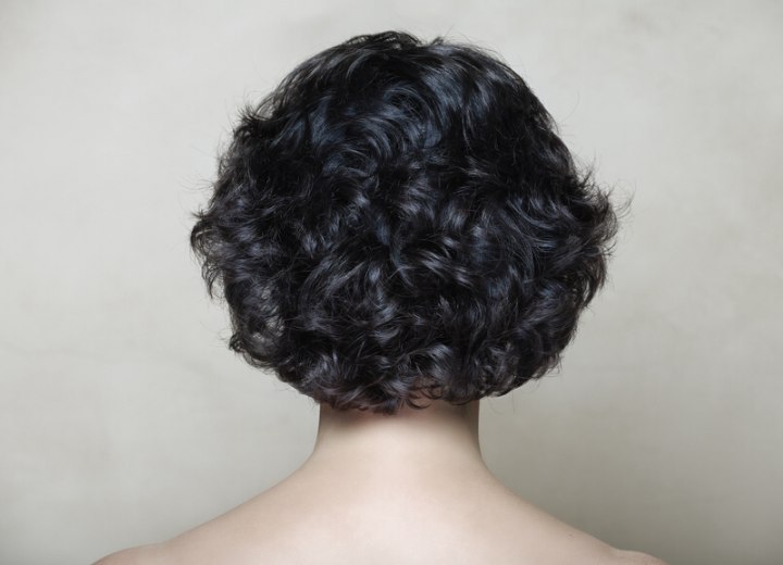 Back view of a woman with short curly hair