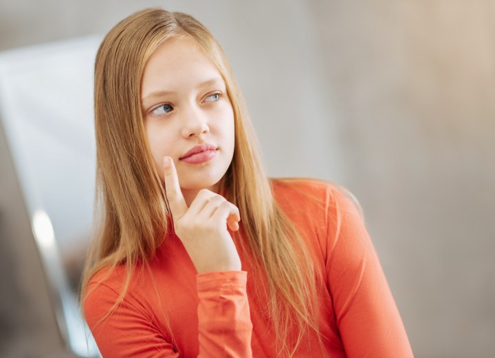 Young girl with long straight hair