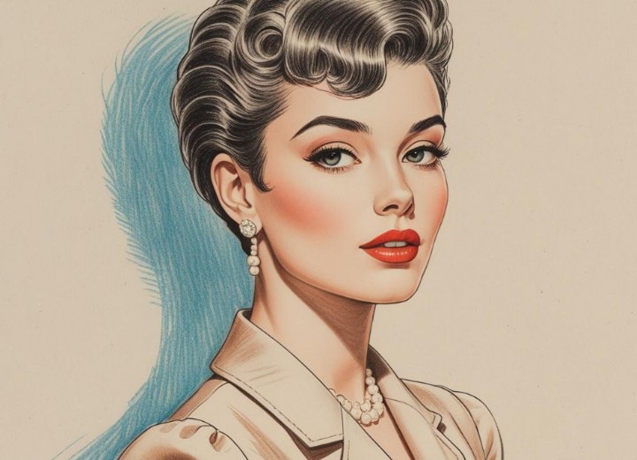 Short poodle cut hair of the 1950s