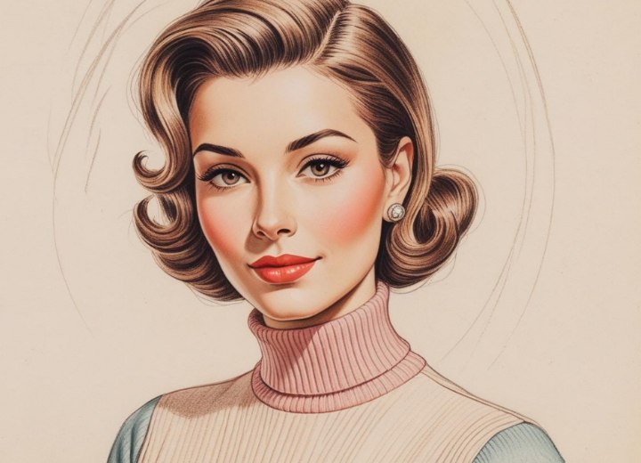1950s hair and turtleneck