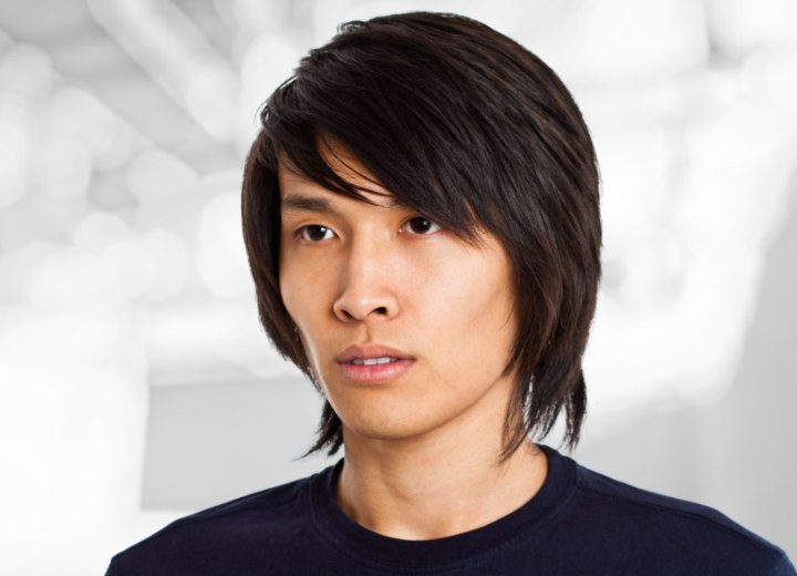 Asian man with straight hair