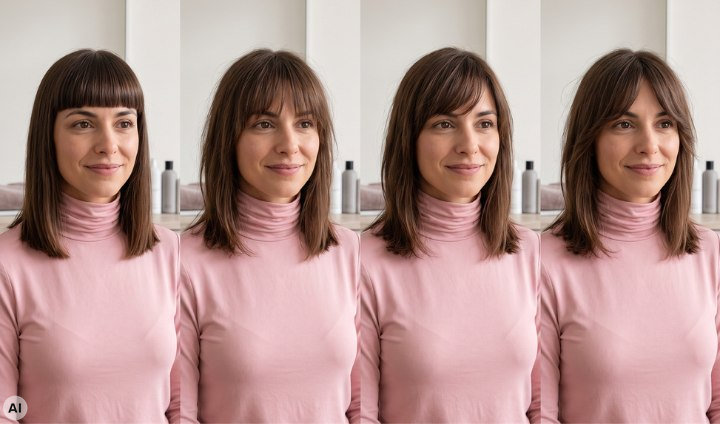 Different shapes and styles for bangs