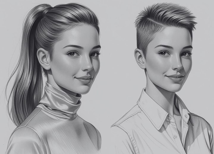 Big hair chop, from a ponytail to a buzzed pixie cut