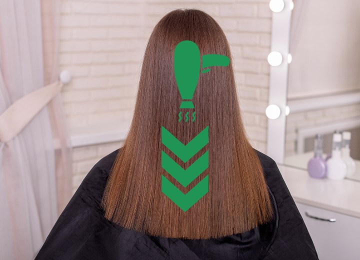 The correct airflow direction for blow drying