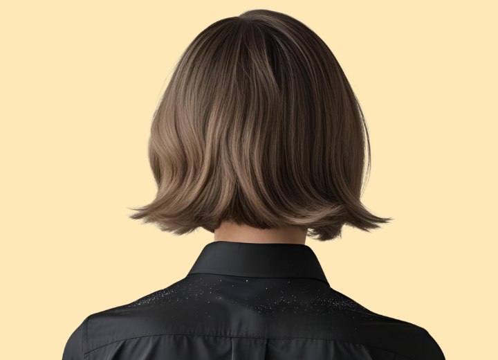 Hair with dandruff, cut in a bob