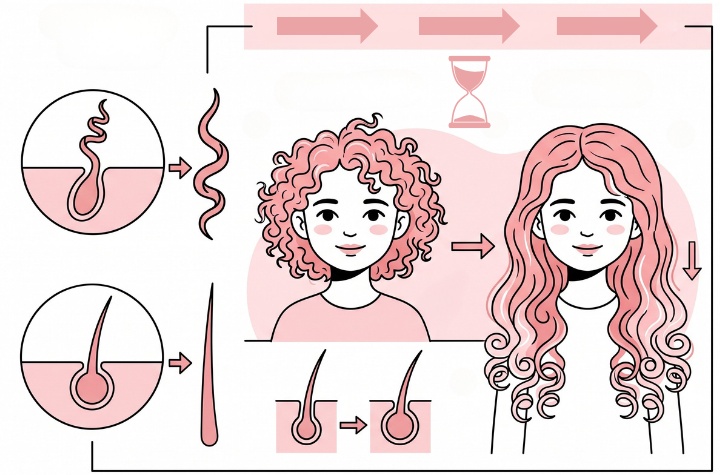 The changing hair strands when a child grows up