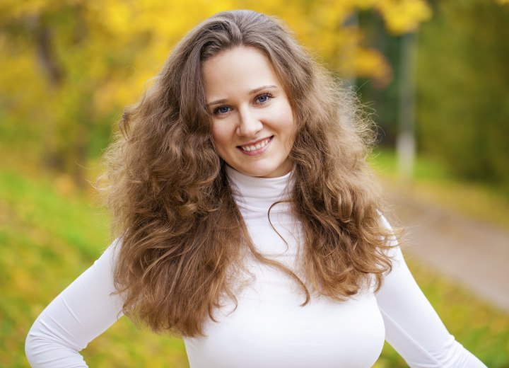 Long curly hair with a lot of body