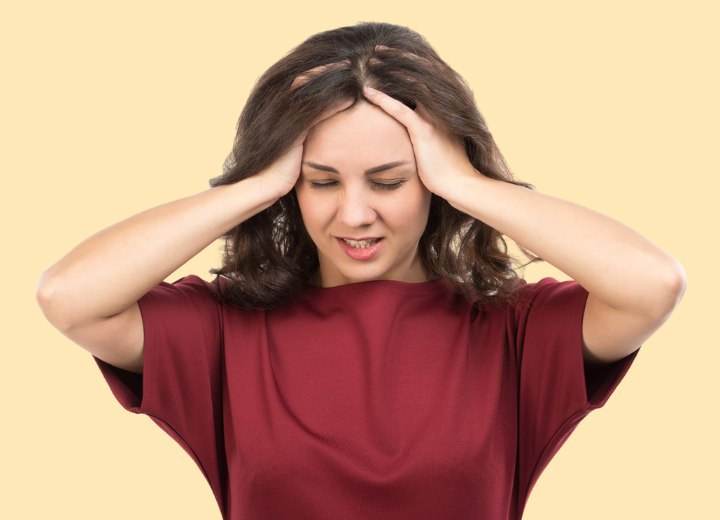 Woman with dandruff