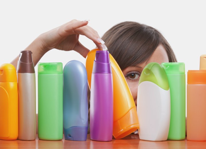 Bottles with different shampoos