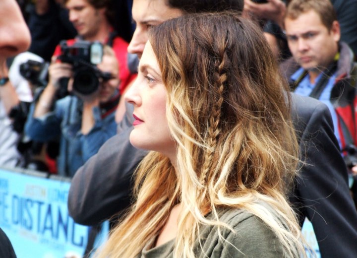 Drew Barrymore's hair with top-deck coloring