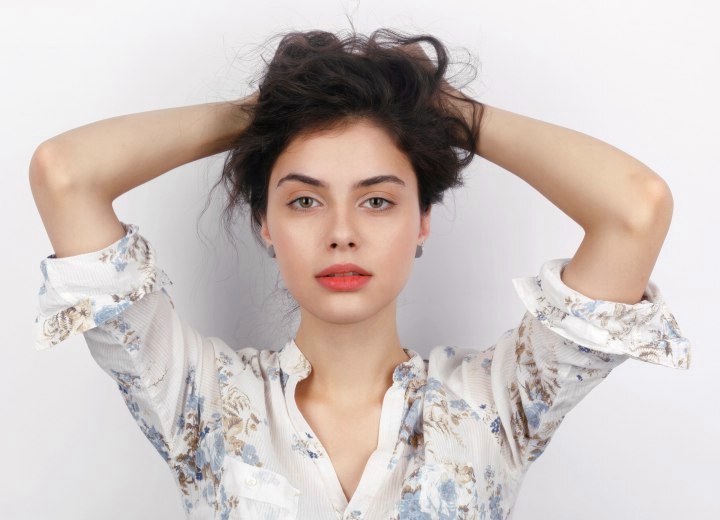 Woman with frizzy curly hair