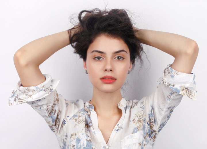 Woman with frizzy curly hair