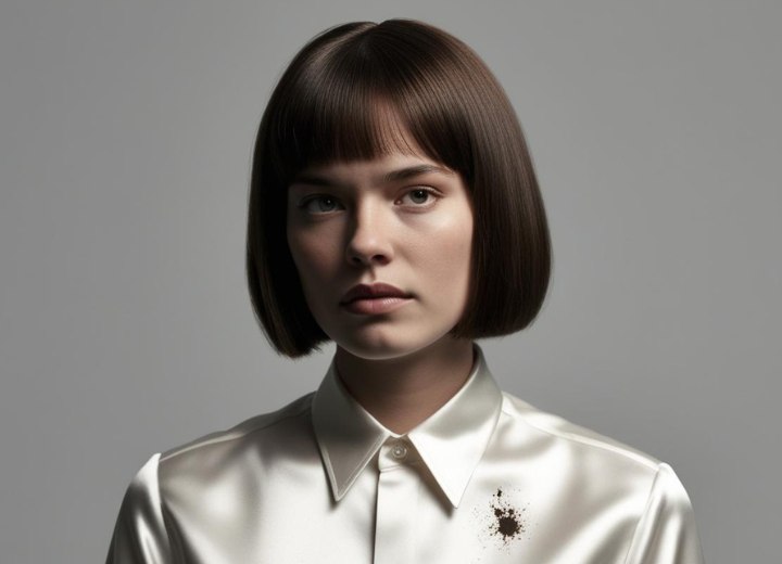 Shiny nylon blouse with a hair dye stain