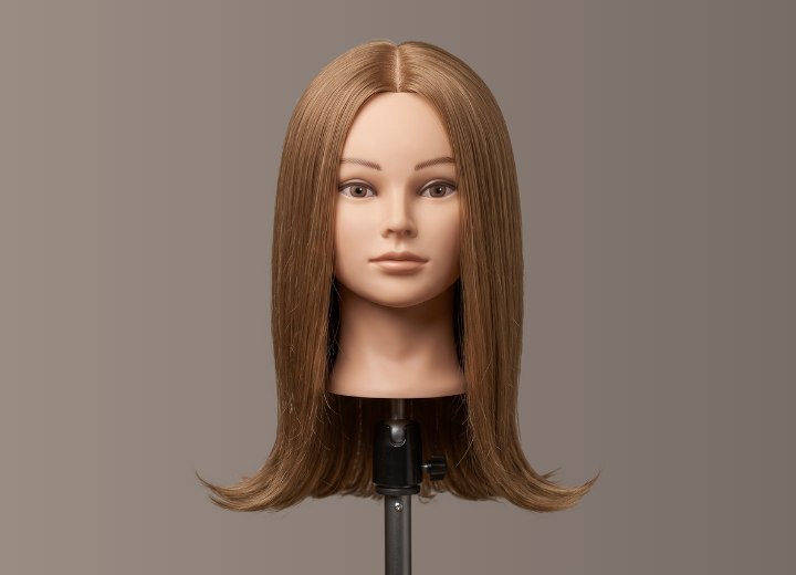 Long, straight hair that flips up at the ends