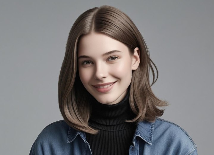 Woman who has different hair growth patterns on her head, left and right