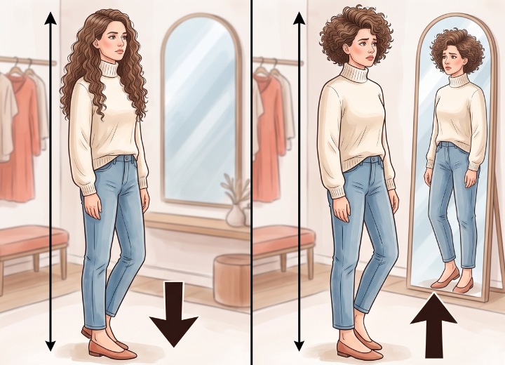 Curly hair and perceived height of a woman