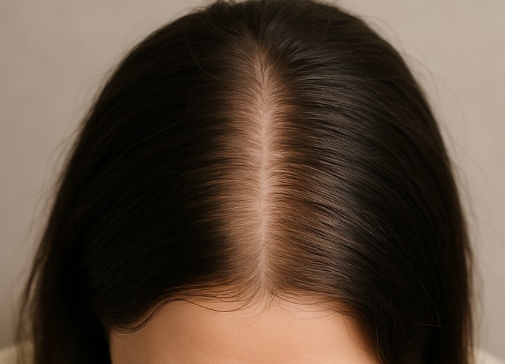 Brown hair with lighter roots