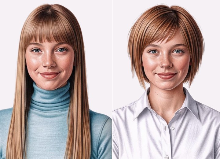 Long to bob hair transformation
