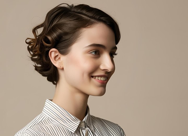 Short hair with a partial body perm