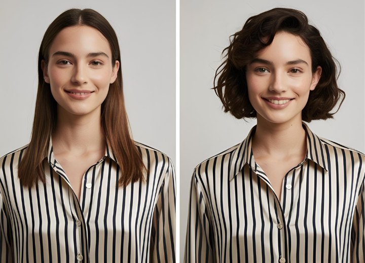 Perm hair makeover - Long straight hair to short wavy hair transformation