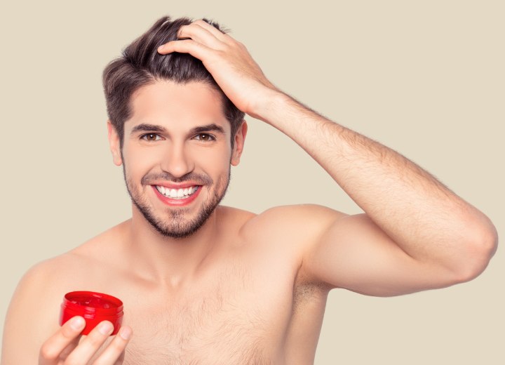 Man styling his hair with pomade