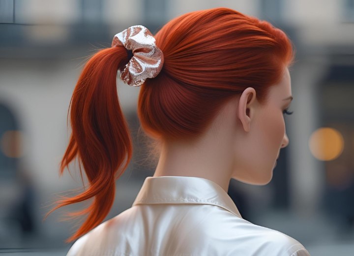Ponytail with a scrunchie