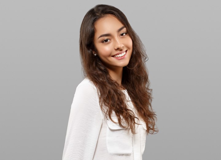 Girl with long racially mixed hair