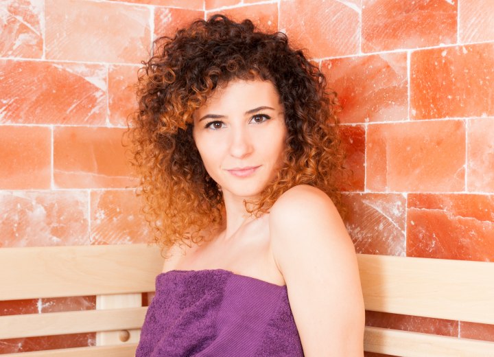 Woman with permed hair in a spa