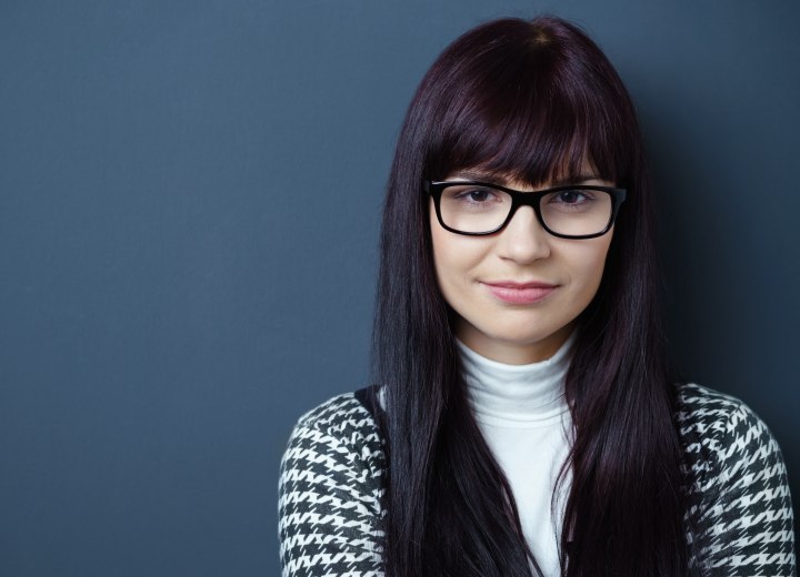 Long hairstyle with bangs for a square face shape