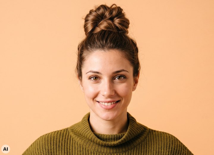 Updo with a top knot