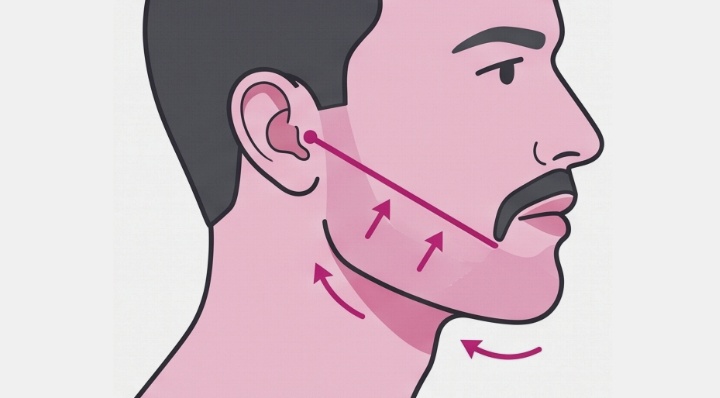 Establishing the cheek line when trimming a beard