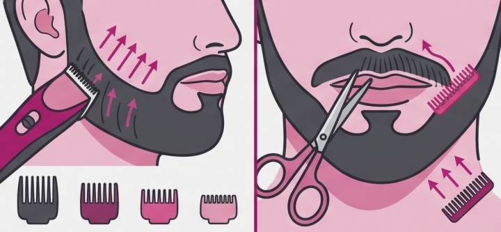 Using clippers to trim a beard